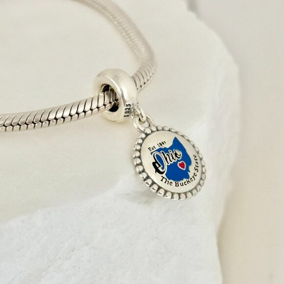 Pandora Ohio The Buckeye State Dangle S925 Silver Charm - Picture 3 of 4